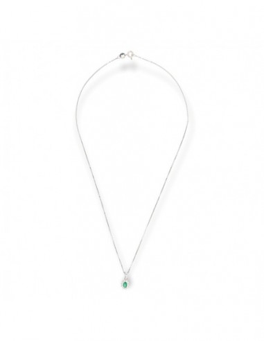 Collana Argento Rodiato Principessa Verde 4x3MM [0abb0011]