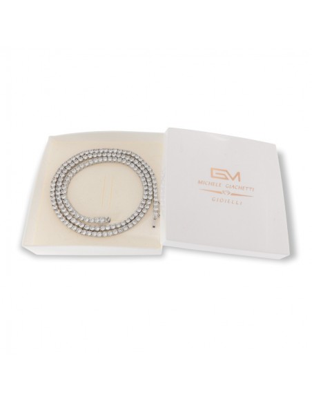 Collana Argento Rodiato Tennis Zirconi Bia. 3/50CM [54319b1d]