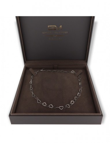 Collana Argento Rodiato Maglia Cuori [6ad9331b]