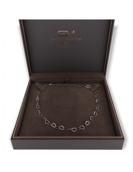 Collana Argento Rodiato Maglia Cuori [6ad9331b]