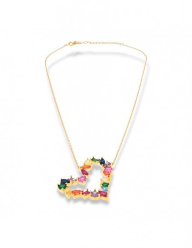 Collana Argento Dorato Cuore Zirconi Colorati [b0235a00]