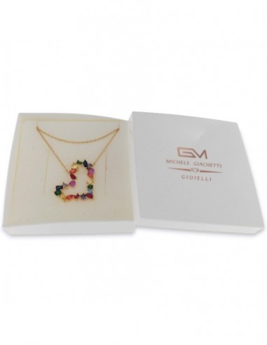 Collana Argento Dorato Cuore Zirconi Colorati [026edc1a]