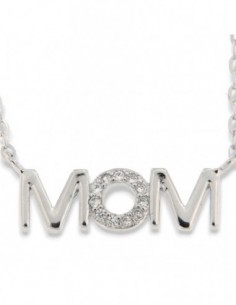 Collana Argento Rodiato Scritta MOM Zirconi Bia. [44ff3e6e]