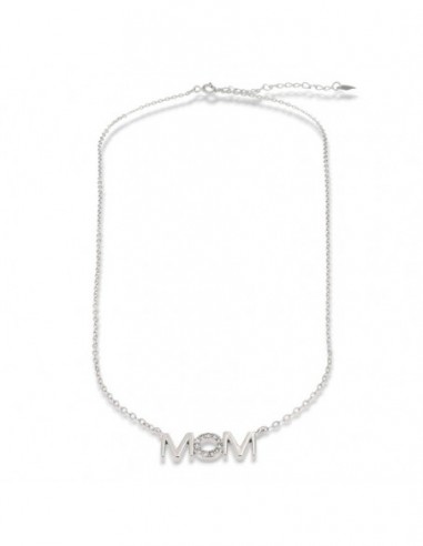 Collana Argento Rodiato Scritta MOM Zirconi Bia. [b8712ad3]