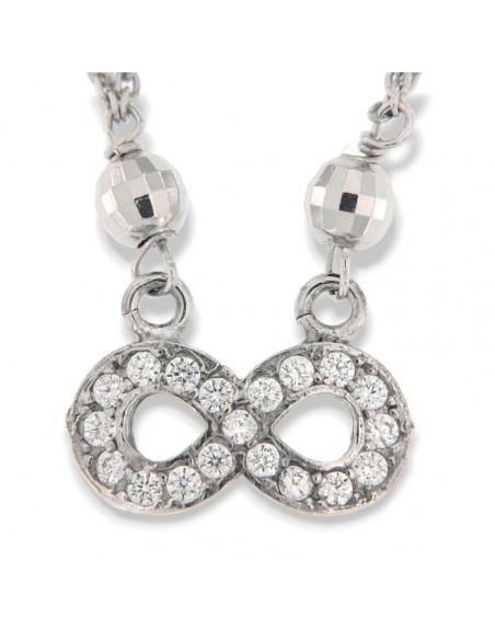 Collana Argento Rodiato Infinito Zirconi Bianchi [98893a7d]