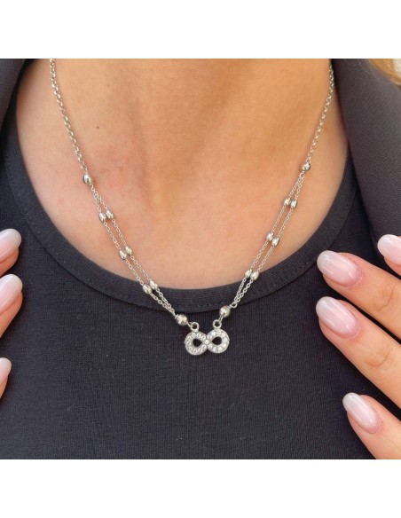 Collana Argento Rodiato Infinito Zirconi Bianchi [13de89d0]