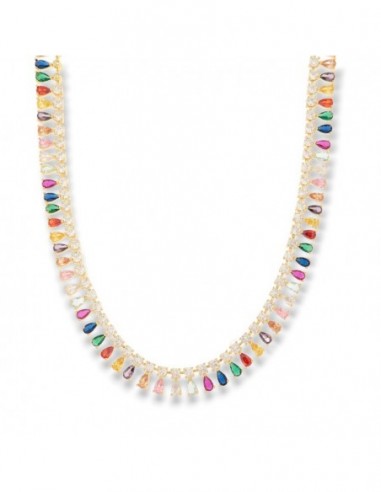 Collana Argento Dorato Goccie Zirconi Colorati [97a0d51c]