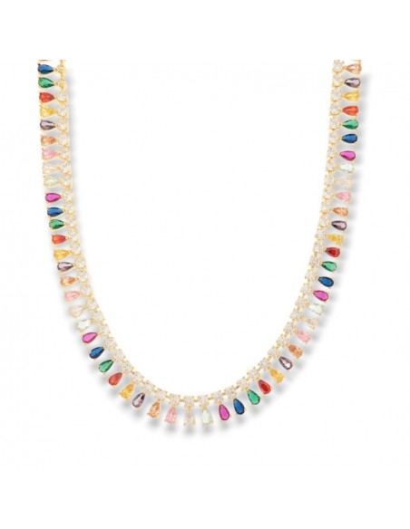 Collana Argento Dorato Goccie Zirconi Colorati [97a0d51c]
