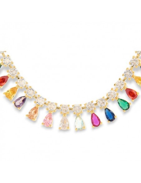Collana Argento Dorato Goccie Zirconi Colorati [d6c35db3]