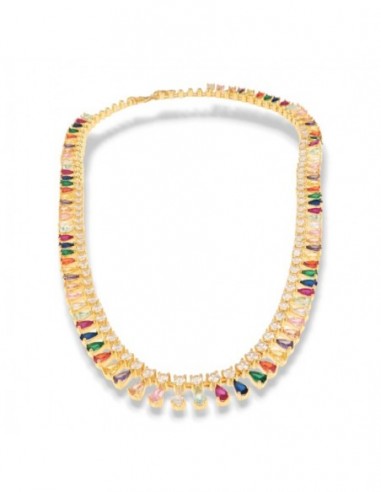 Collana Argento Dorato Goccie Zirconi Colorati [d3931aad]