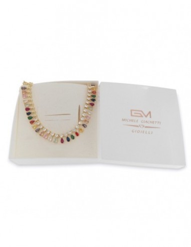 Collana Argento Dorato Goccie Zirconi Colorati [bda898a4]