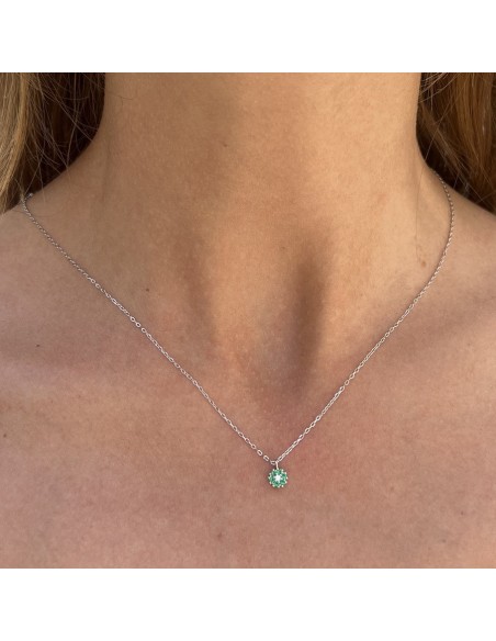 Collana Argento Rodiato Puntouce Fiore Zirconi Ver [59ba59b9]