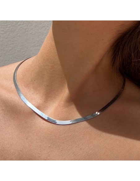 Collana Argento Rodiato Coda Di Topo Piatta [5a33e5d5]