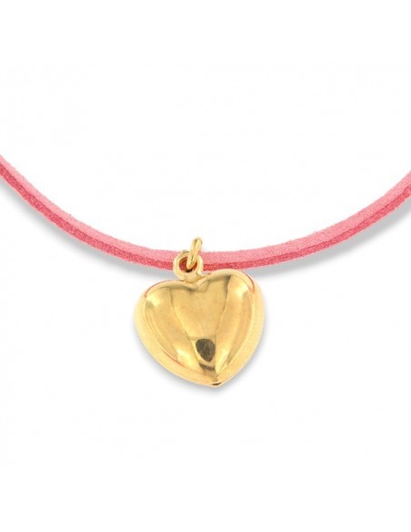 Collana Alcantara Rosa Cuore Argento Dorato [f38cc4e8]