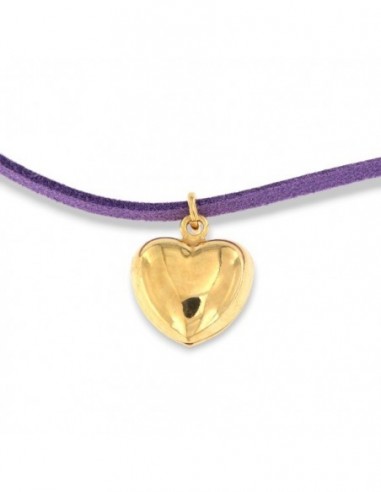 Collana Alcantara Viola Cuore Argento Dorato [449105ec]