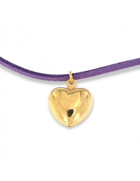 Collana Alcantara Viola Cuore Argento Dorato [449105ec]