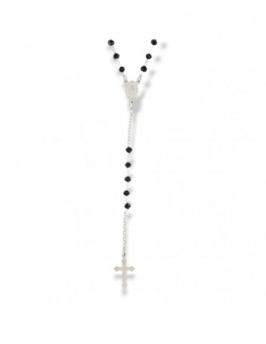 Collana Argento Rodiato Rosario Sfere Nere [bcf4299b]
