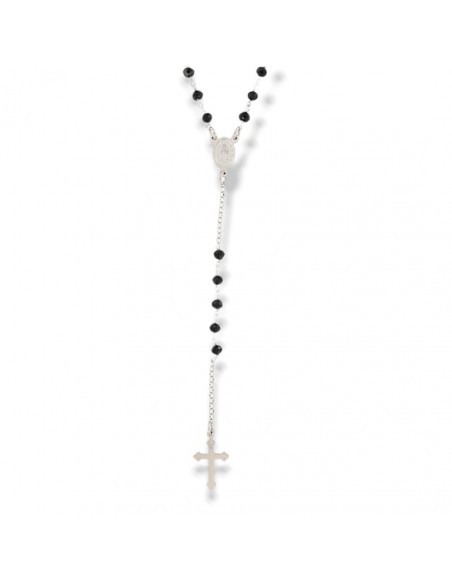Collana Argento Rodiato Rosario Sfere Nere [bcf4299b]