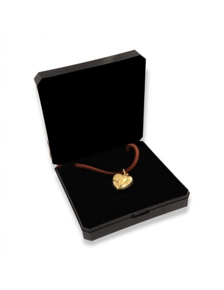 Collana Alcantara Marrone Cuore Argento Dorato [385b9d84]