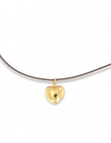 Collana Alcantara Grigio Cuore Argento Dorato [6cac8251]