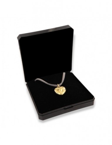 Collana Alcantara Grigio Cuore Argento Dorato [bff74585]