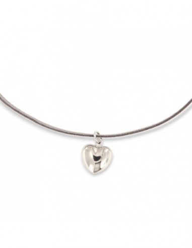 Collana Alcantara Grigio Cuore Argento Rodiato [bf9d52a1]