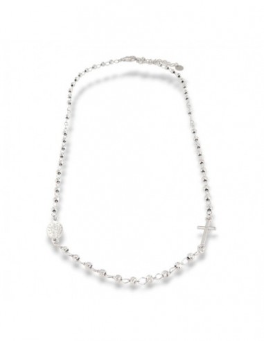 Collana Argento Rodiato Rosario Sfere Grige [bcacc34b]
