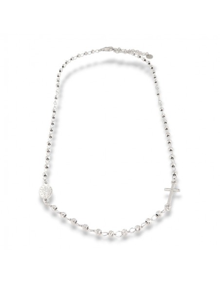 Collana Argento Rodiato Rosario Sfere Grige [bcacc34b]