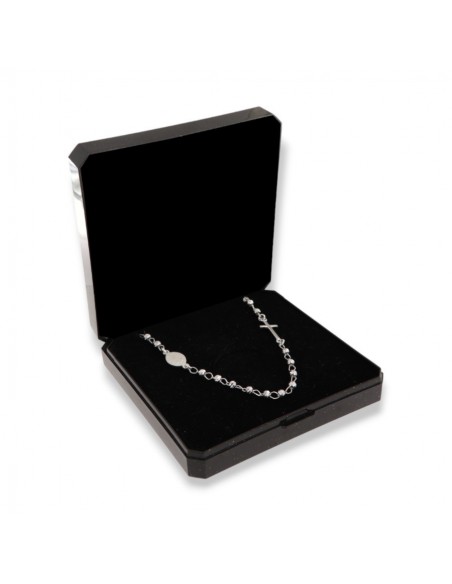 Collana Argento Rodiato Rosario Sfere Grige [d2974142]