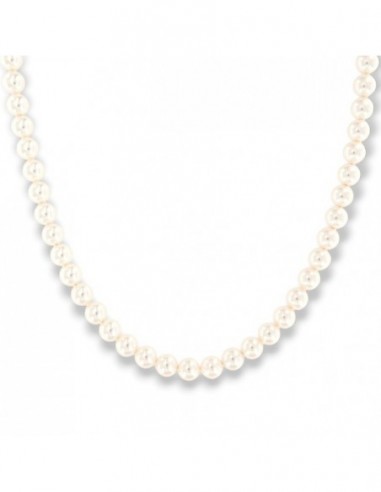 Collana Perle Bianche 6MM Chiusura Argento Rodiato [66bb11ac]