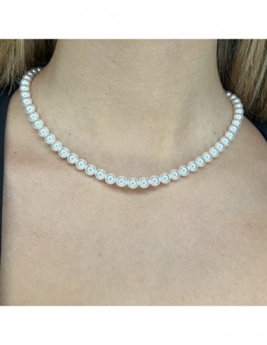 Collana Perle Bianche 6MM Chiusura Argento Rodiato [894d9d50]