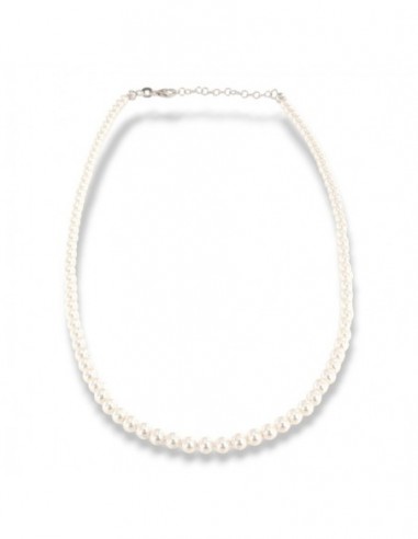 Collana Perle Bianche 4MM Chiusura Argento Rodiato [ae47104f]