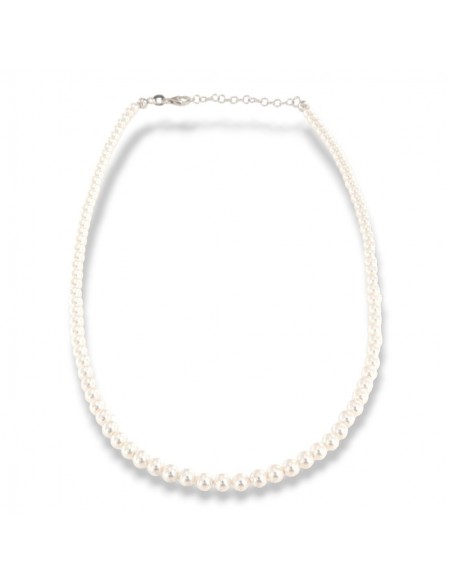 Collana Perle Bianche 4MM Chiusura Argento Rodiato [ae47104f]