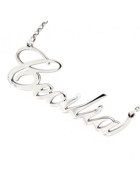 COLLANA  ARGENTO RODIATO NOME CECILIA PERSONALIZZA [865d592a]