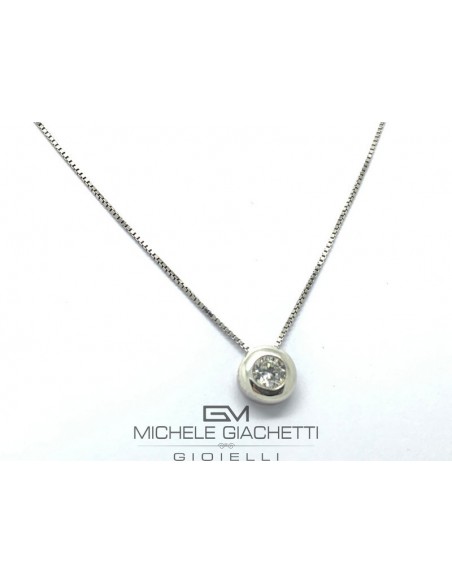 COLLANA  ARGENTO RODIATO PUNTO LUCE TONDO CON CAT. [a4d2946b]