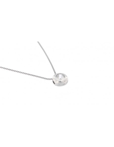 COLLANA  ARGENTO RODIATO PUNTO LUCE TONDO CON CAT. [7df4d766]