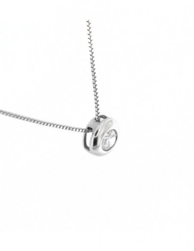 COLLANA  ARGENTO RODIATO PUNTO LUCE TONDO CON CAT. [cae91662]