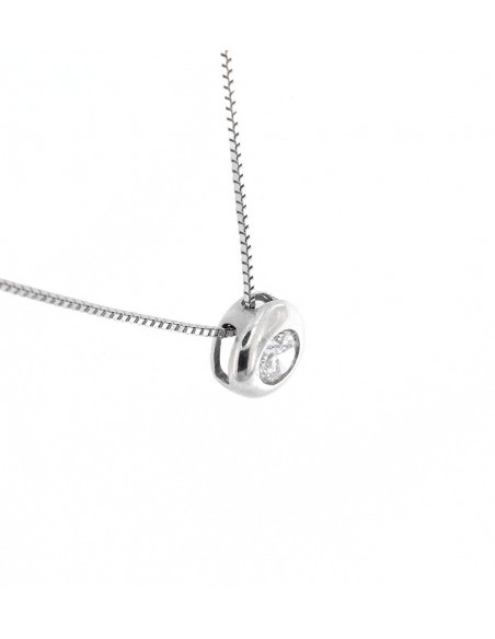 COLLANA  ARGENTO RODIATO PUNTO LUCE TONDO CON CAT. [cae91662]