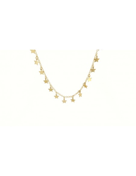 COLLANA ARGENTO DORATO 32 STELLE LUCIDE 42 CM [8d2427e9]