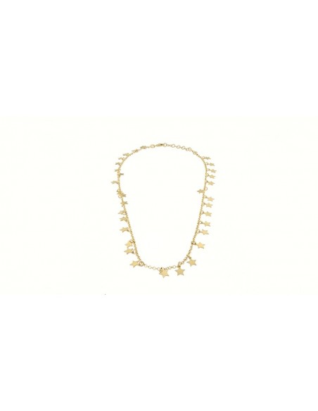 COLLANA ARGENTO DORATO 32 STELLE LUCIDE 42 CM [20ac3fcd]