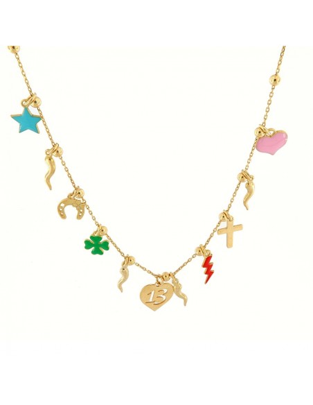 Collana Argento Dorato Con Pendenti E Numero 13 [18a4ef6c]