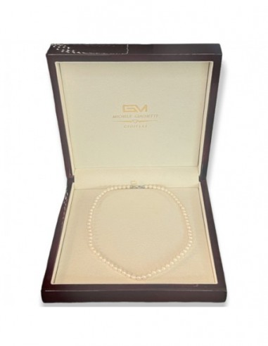 Collana Oro Bianco Perle Naturali Acqua Dolce 6MM [717b2b9c]