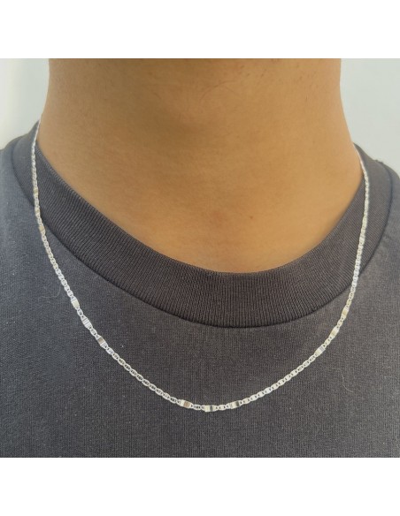 Collana Oro Bianco Maglia Marina E Specchiata [239f50eb]