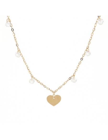 Collana Oro Giallo Cuore Con Zirconi [e94c8289]