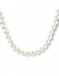 Collana Perle Bianche 7MM Chiusura Oro Bianco [203d993a]