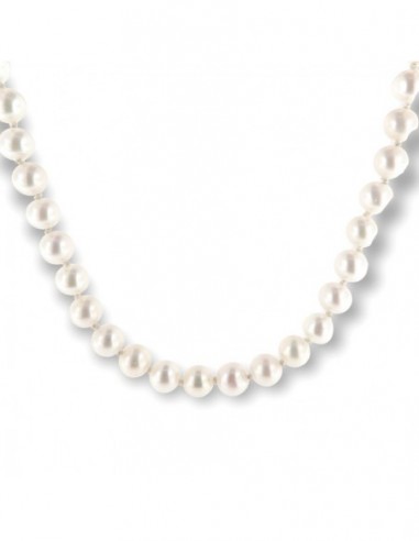Collana Perle Bianche 7MM Chiusura Oro Bianco [203d993a]