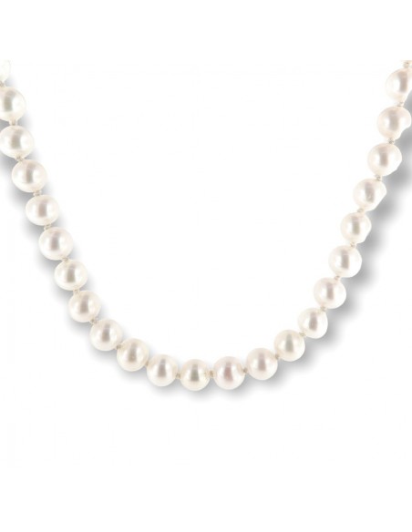 Collana Perle Bianche 7MM Chiusura Oro Bianco [203d993a]