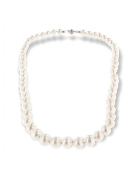 Collana Perle Bianche 7MM Chiusura Oro Bianco [45a115ea]