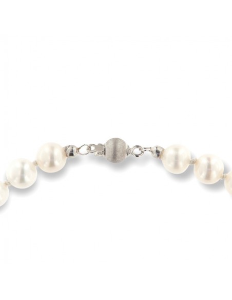 Collana Perle Bianche 7MM Chiusura Oro Bianco [f7ec93f0]