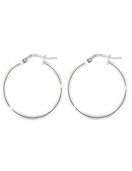ORECCHINI ARGENTO RODIATO CERCHI LISCI MIS 6 25 MM [fef57794]